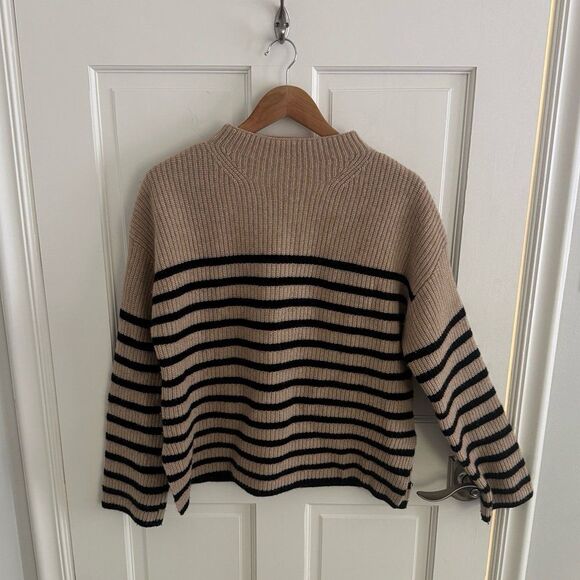 Rails Claudia Stripe Funnel Neck Sweater in Camel/Ebony Size Large - Picture 8 of 11